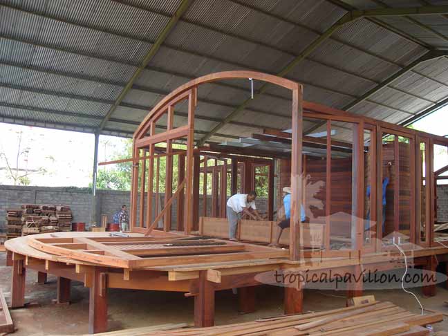 Bali prefab knock down house doors under construction