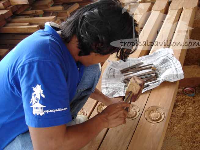 Wood carved Bali gazebo